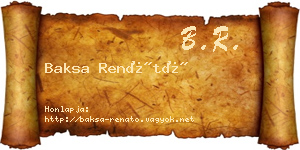 Baksa Renátó névjegykártya